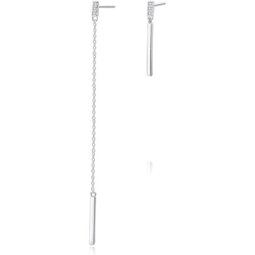 Asymmetric Bridesmaid CZ 925 Sterling Silver Dangling Earrings