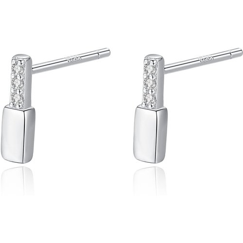 Casual CZ Rectangle 925 Sterling Silver Dangling Earrings