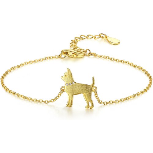 Smart Animal Dog CZ 925 Sterling Silver Bracelet
