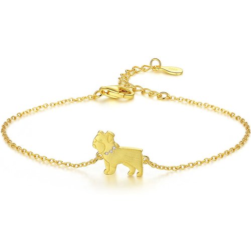 Cute Dog CZ 925 Sterling Silver Bracelet