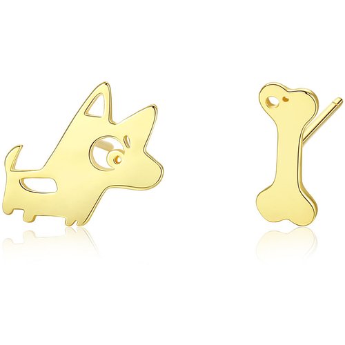 Asymmetric Dog Bones 925 Sterling Silver Studs Earrings