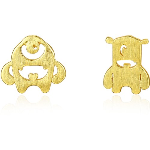 Asymmetric Cute Bear Animal 925 Sterling Silver Studs Earrings