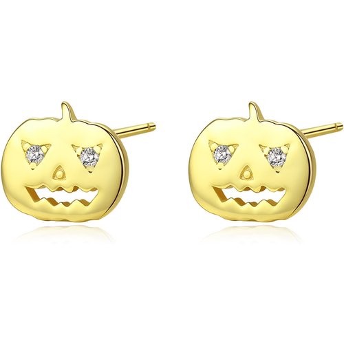 Holiday Halloween Pumpkin 925 Sterling Silver Studs Earrings