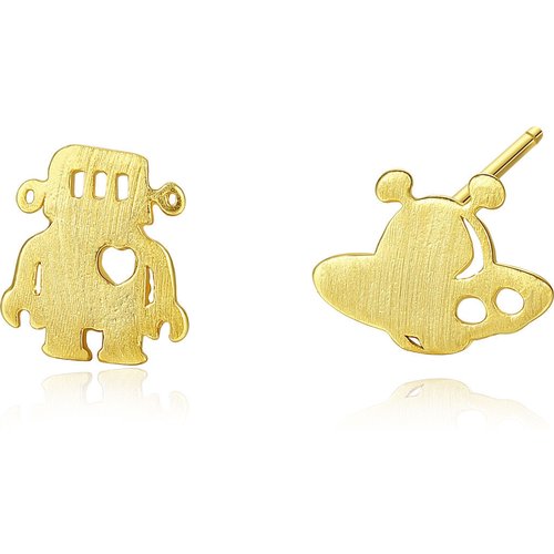 Asymmetric Alien Spacecraft 925 Sterling Silver Studs Earrings