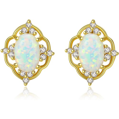Elegant Created Opal CZ 925 Sterling Silver Dangling Earrings