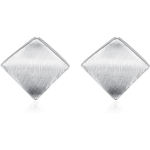 Simple Geometry Diamond CZ 925 Sterling Silver Studs Earrings