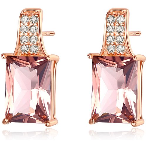 Geometry Natural Treated Crystal Rectangle CZ 925 Sterling Silver Dangling Earrings