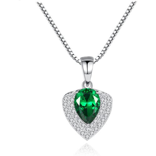 Holiday CZ Heart Waterdrop 925 Sterling Silver Necklace