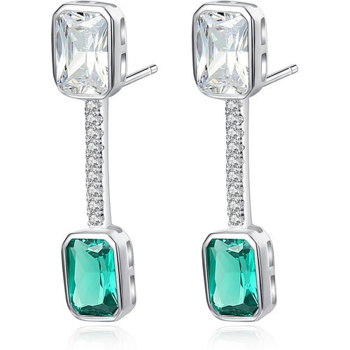 Holiday Geometry Natural Treated Crystal CZ 925 Sterling Silver Dangling Earrings