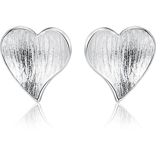 Honey Moon Drawing Heart 925 Sterling Silver Studs Earrings