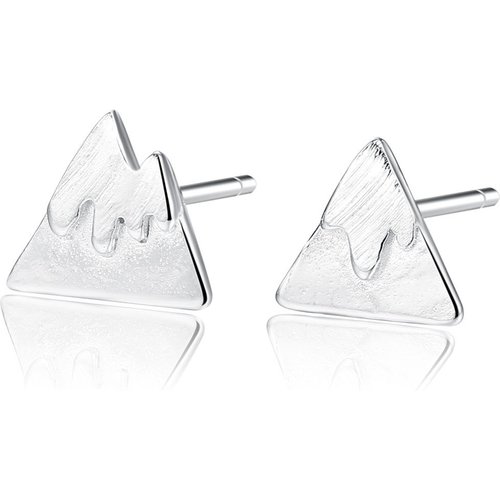 Asymmetric CZ Geometric Triangle 925 Sterling Silver Studs Earrings