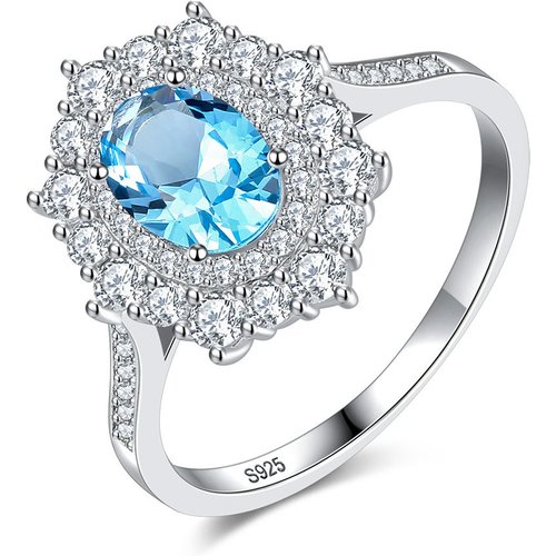 Party Oval Natural Treated Crystal Flower CZ 925 Sterling Silver Ring
