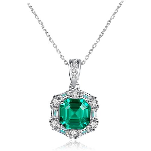 Elegant Natural Treated Crystal Radiant CZ 925 Sterling Silver Necklace
