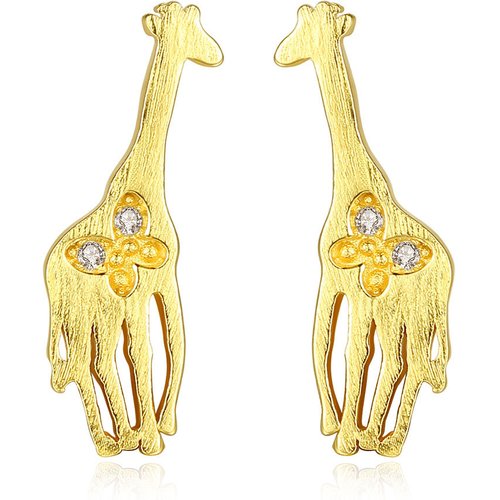 Cute Animal CZ Giraffe Butterfly 925 Sterling Silver Studs Earrings