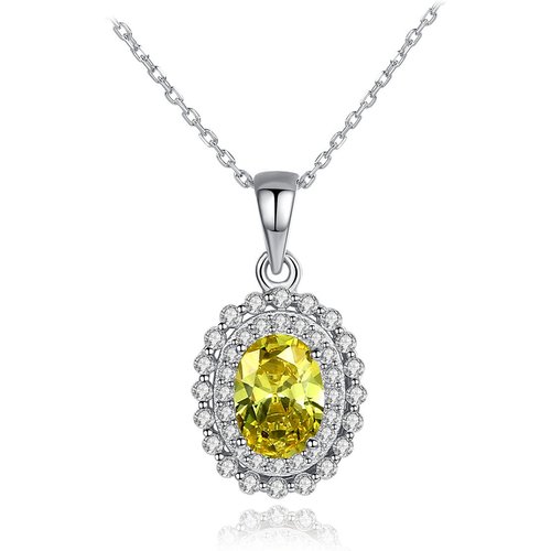 Party Oval Natural Treated Crystal CZ 925 Sterling Silver Necklace