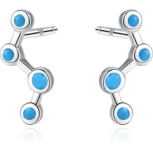 Simple Created Turquoise Wave 925 Sterling Silver Studs Earrings