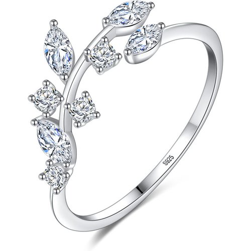 2019 Hot Sale CZ Leaves Vine 925 Sterling Silver Adjustable Ring