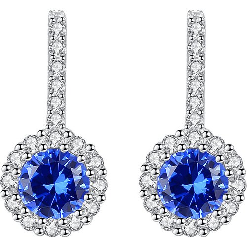Elegant Round CZ 925 Sterling Silver Dangling Earrings