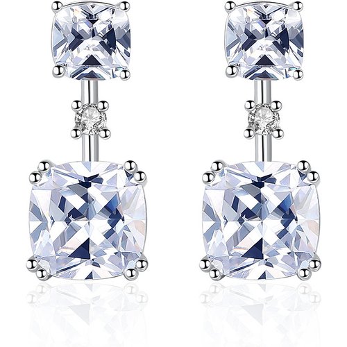 Office Simple Square CZ 925 Sterling Silver Dangling Earrings