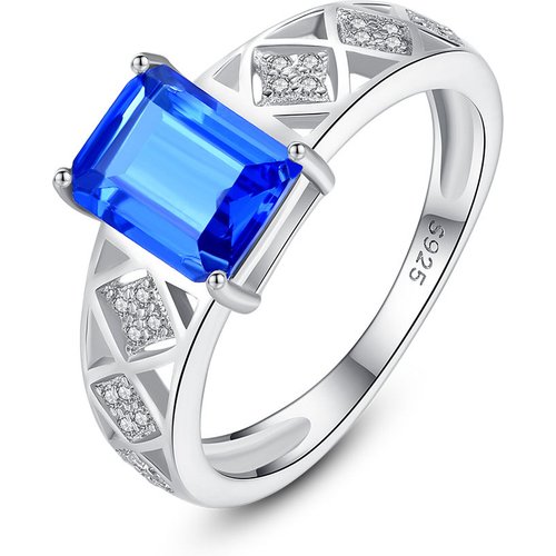 2019 New Baguette Created Sapphire CZ 925 Sterling Silver Ring