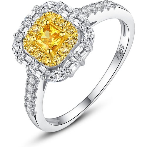 Graduation Square Created Gemstone CZ 925 Sterling Silver Ring