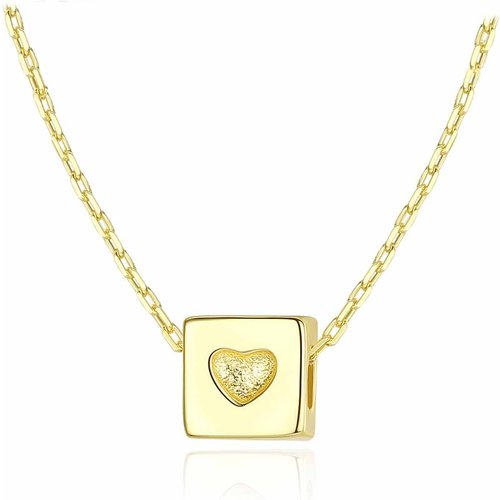 Graduation Heart Cube 925 Sterling Silver Necklace