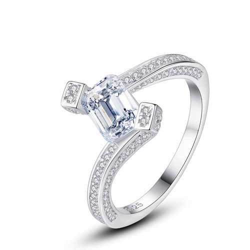 Office OL Emerald CZ 925 Sterling Silver Adjustable Ring