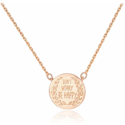 Birthday Gift Don't Worry Be Happy Letters 925 Sterling Silver Round Necklace
