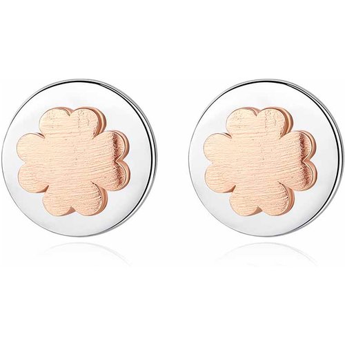 Cute Four Leaf Clover 925 Sterling Silver Round Stud Earrings