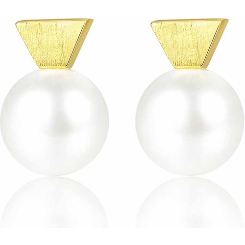 Office Round Shell Pearl Geometry 925 Sterling Silver Stud Earrings