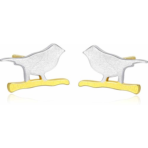 Cute Bird Animal 925 Sterling Silver Stud Earrings