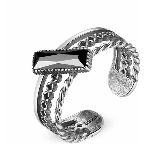 Vintage Rectangle CZ 925 Sterling Silver Adjustable Ring
