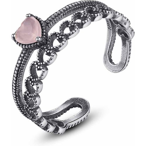 Vintage CZ Heart 925 Sterling Silver Adjustable Ring