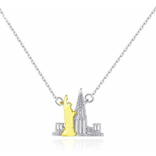 Modern Castle Building 925 Sterling Silver Necklace