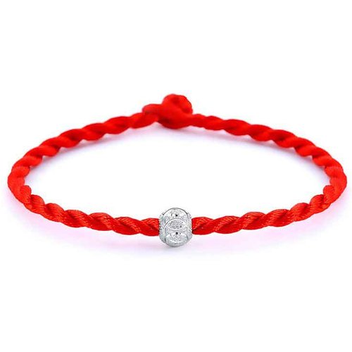Simple Silver Round Carving Lucky Bead Red 925 Sterling Silver Bracelet