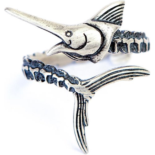 Marlin Fish Retro 925 Sterling Silver Adjustable Ring
