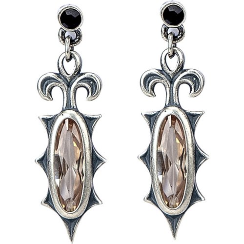 Punk Gothic Oval Created Citrine 925 Sterling Silver Dangling Earrings