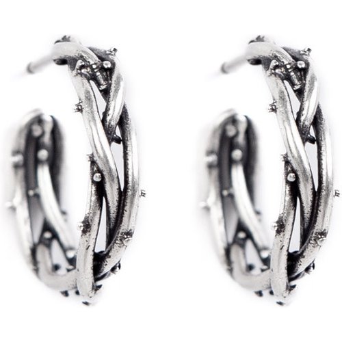 Fashion Twisted Thistles Thorns Ring 925 Sterling Silver Hoop Earrings