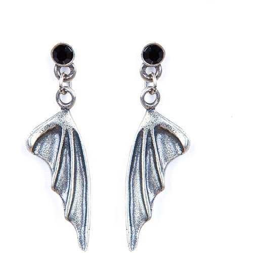 Retro Demonic Wings Punk Gothic 925 Sterling Silver Dangling Earrings