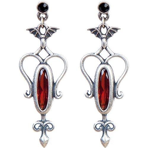 Vintage Bat Created Crystal 925 Sterling Silver Dangling Earrings