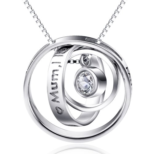 Mum I Love You Geometric Rotation Multilayer 925 Silver Necklace