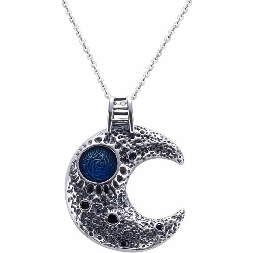Vintage Planet Crescent Moon 925 Sterling Silver Pendant