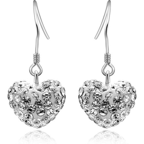 Trendy Elegant Heart Romantic Love White 925 Sterling Silver Hook Earrings Women