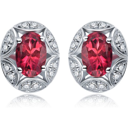 Flower Bud 2.5ct Natural Red Tourmaline Gemstone Sterling Silver Studs Earrings