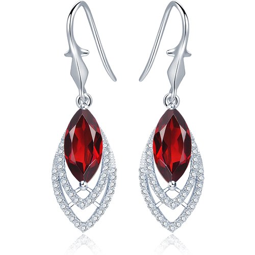 Diva 5.0ct Natural Red Garnet Sterling-silver-jewelry Feather Dangle Earrings