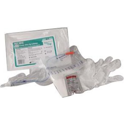 Coloplast Self-CathClosed System Coude Olive Tip Kit with Guide Strip 14Fr, 16 L Latex-free, with Self-Cath Intermittent Catheter, 1100cc Seamless Vinyl Collection Bag