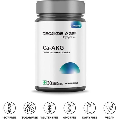 Decode Age Ca AKG Vegetarian Capsule , Calcium Alpha-Ketoglutarate, Improve Cellular Energy (Calcium Alpha-Keto Glutarate 500mg)