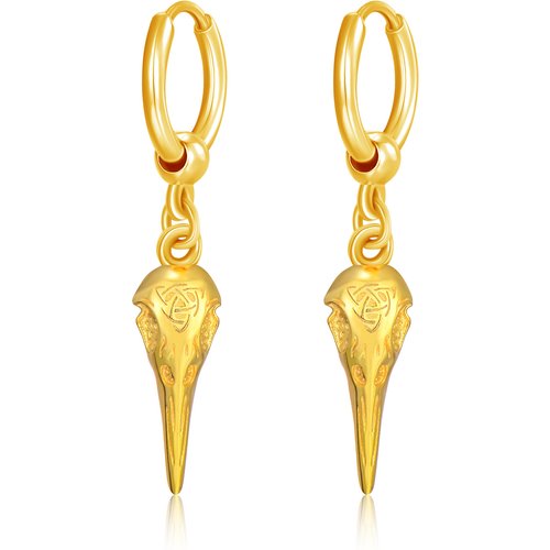 Sterling Silver with Yellow Gold Plated Viking Rune Drop Earrings