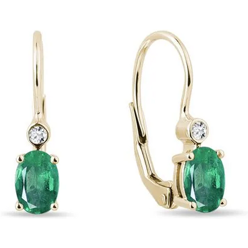10K Gold 1.04 CT.T.W. Oval Cut Emerald & Diamond Earrings