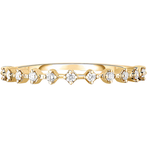 10K Gold 0.1 CT.T.W. Diamond Station Stackable Ring D Color VVS Clarity